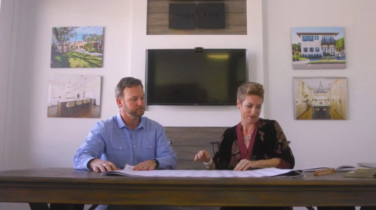 Dana and Adam Merrill working on a design project